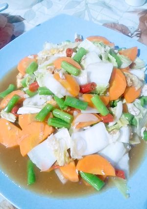 Foto resep Tumis sawi buncis saori