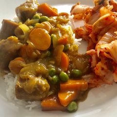 A picture of Curried sausages.