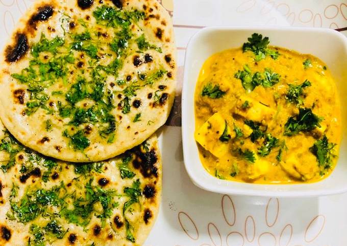 Easiest Way to Prepare Homemade Malai paneer with Naan