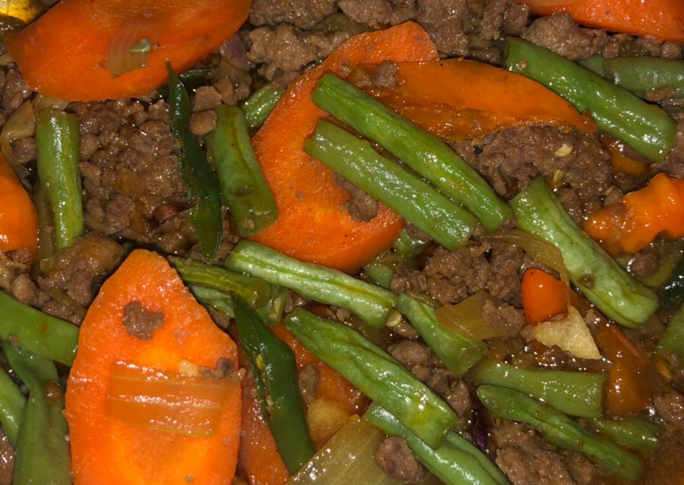 Tumis buncis istimewa (pedas)