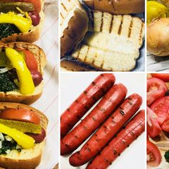 A picture of Chicago Style Wagyu Beef Hot Dogs.