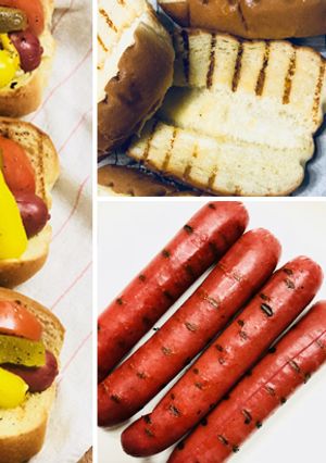 A picture of Chicago Style Wagyu Beef Hot Dogs.