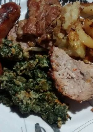 Una foto de Carrè de cerdo con verduras salteadas