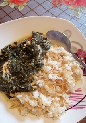صورة لوصفة الملوخية الخضراء مع الأرز 😍