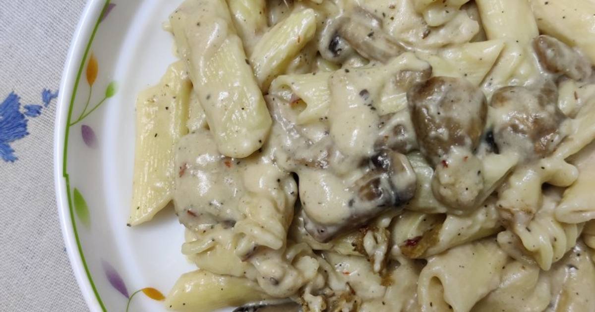 Creamy cheese mushroom pasta Recipe by Lovely Adhikari Cookpad