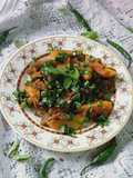Sim motor ar aloor torkari(flat bean seeds,peas and potato sabji