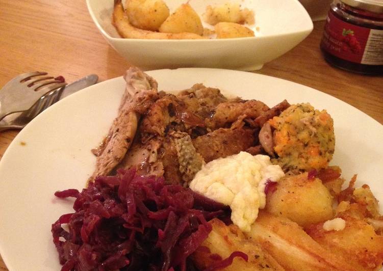 Steps to Prepare Any-night-of-the-week Roast Duck with Braised Red Cabbage and Bread Sauce