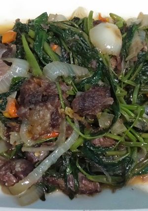 Foto resep Cah kangkung daging kambing