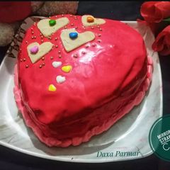 A picture of Mirror Glaze Strawberry Cake.
