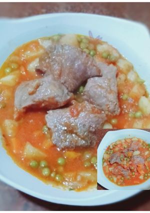 صورة لوصفة بسلة (بازيلا) باللحمه والجزر والبطاطس 😋😉