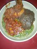 Ewedu and amala with buka stew