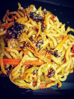 Una foto de Spaghetti con camagrocs (apto vegetarianos)