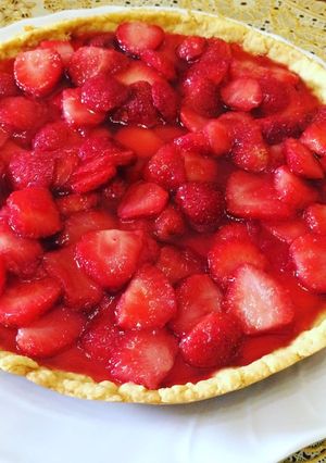 Foto resep Pai susu keju teflon dengan saus stroberry