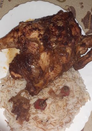 صورة لوصفة دجاج محمر مع ارز وشعيرية 🤤