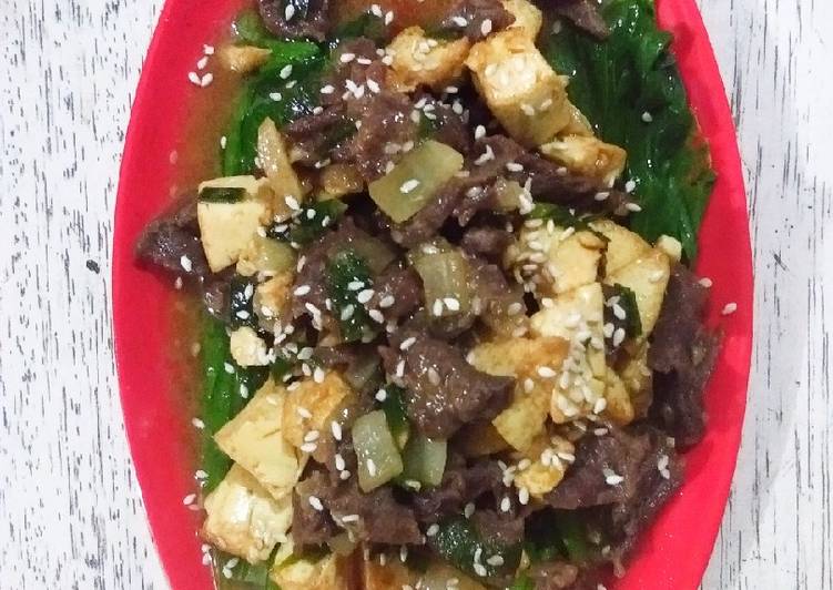 Pokcoy siram daging tofu bulgogi