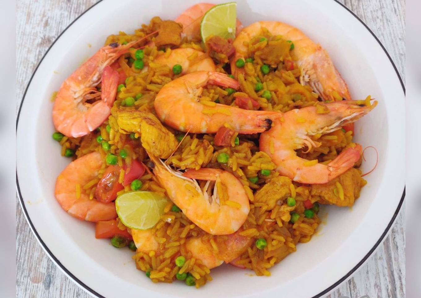 Paella express au poulet/crevettes au Cookeo