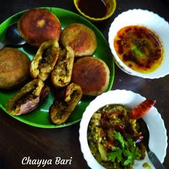 A picture of Leftover Bharit stuffed Bati.