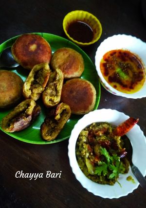 A picture of Leftover Bharit stuffed Bati.