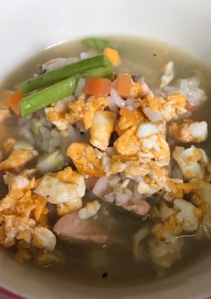 รูปของ ข้าวต้มปลา Salmon ไข่ขยี้ (อาหารเด็ก)