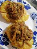 Patacones con carne Desmechada