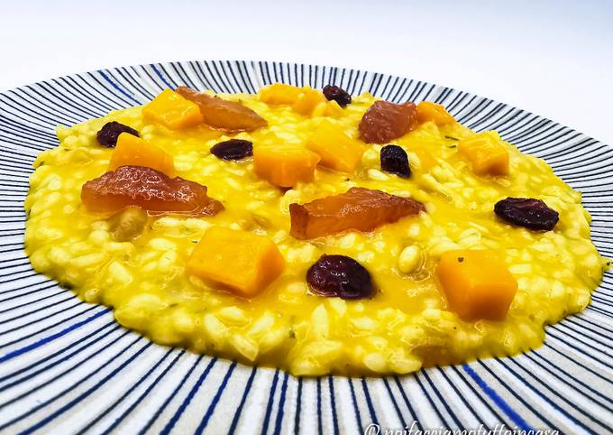Passaggi a Fai Veloce Risotto alla Zucca con Mostarda e Rosa Camuna Gluten Free