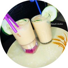 A picture of Carrot, cucumber milk shake🥕🥒🥛.