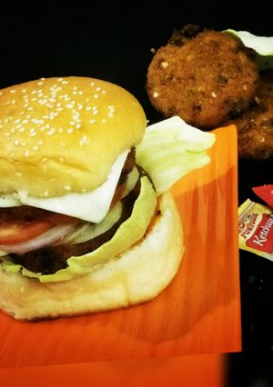 A picture of Veg aaloo tikki burger.