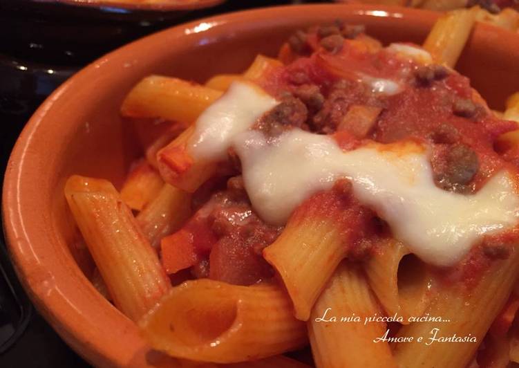 Penne al ragù, al tegamino Gluten Free