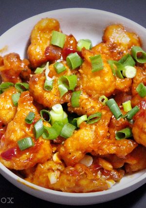 A picture of Indo-Chinese: Cauliflower Manchurian.