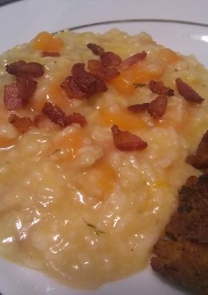 Una foto de Risotto de Auyama y Tocineta
