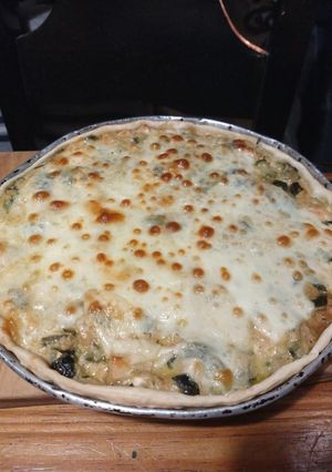 Una foto de Tarta de zapallitos y pollo