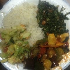 A picture of Rice and Vegetables.