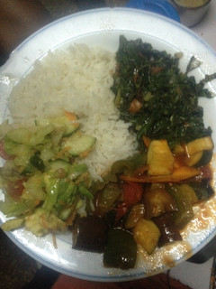 A picture of Rice and Vegetables.
