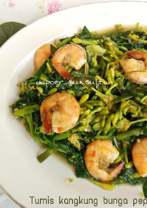 Foto resep Tumis kangkung bunga pepaya