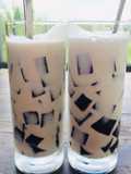 Grass Jelly with Fresh Milk, Honey, and Coconut Milk