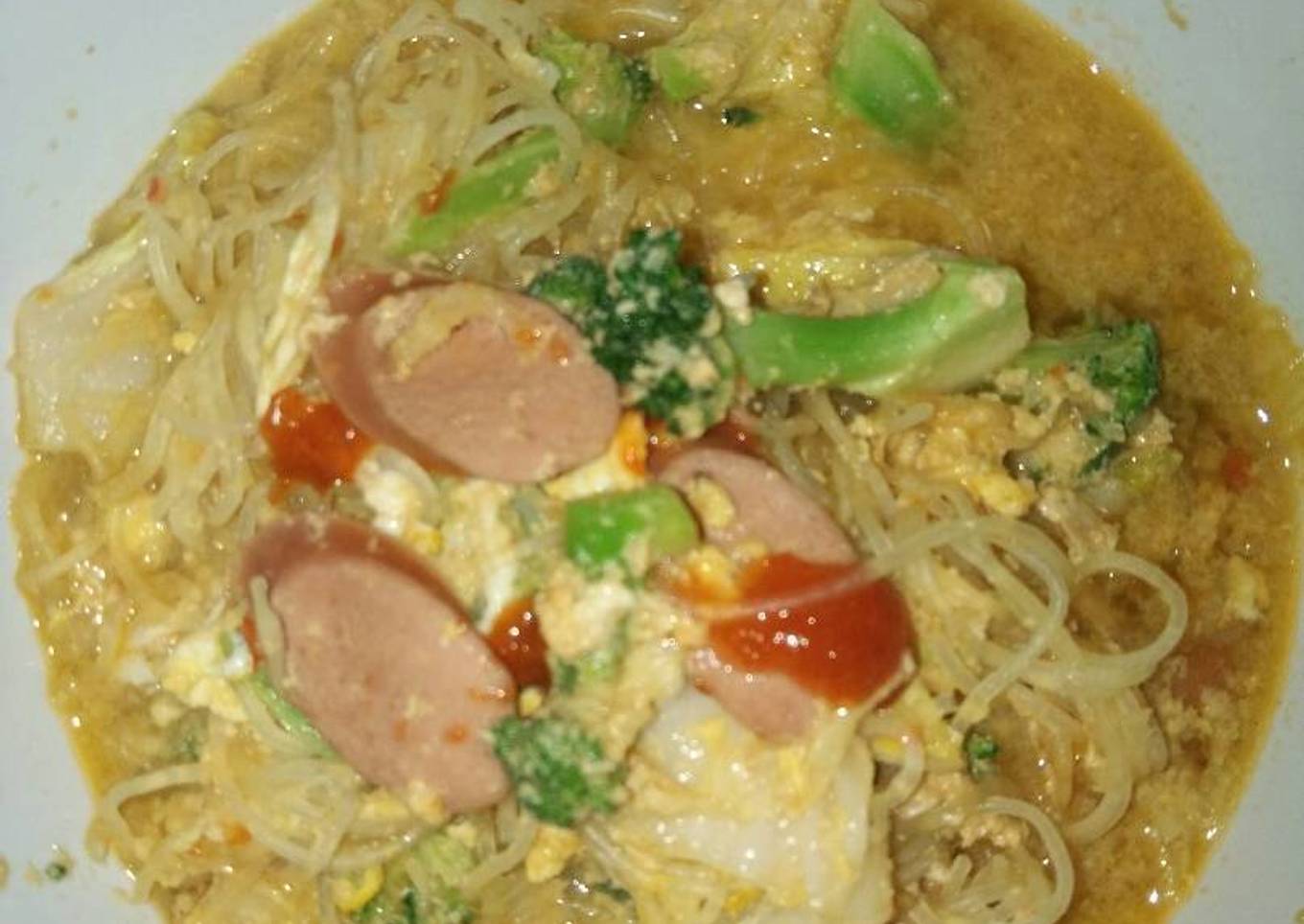 Bihun rebus brokoli