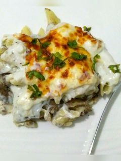 صورة لوصفة مكرونة بالبشاميل 🍝 و كبدة الدجاج 🐔😋