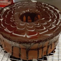 A picture of Chocolate chiffon cake with coffee chocolate ganache #mycookbook.