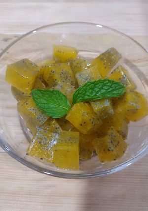 A picture of Orange Chia Seed Ice Cubes.