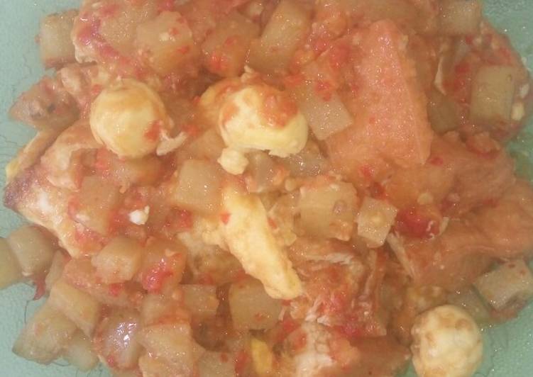 Balado kentang tahu telur