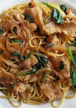 A picture of Ginger Pork Spaghetti.