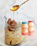 Coffee cake mousse with yakult and honey glaze