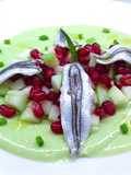 Alici marinate con guacamole, melagrana e mela verde granny Smith