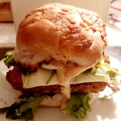 A picture of My Hot Sandwich cheese topped Toasted Barm with Chicken etc 🥰.
