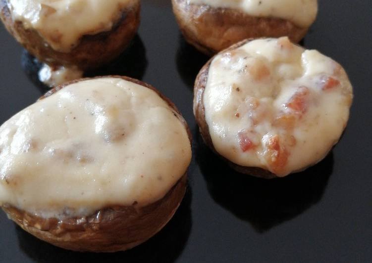 Champiñones rellenos de nata y bacon🍄