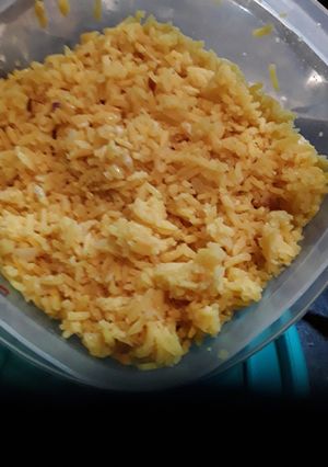 A picture of Mexican inspired seasoned rice.