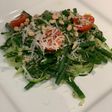 Courgetti with pesto and green beans
