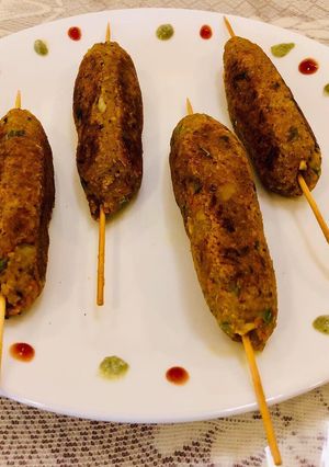 A picture of Corn Kababs.