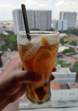 Hình của món Trà đào hạt Chia.