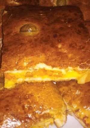 صورة لوصفة خبزة محشية 🥔🍅🫑🥚🧄🧀😋🌹🌹